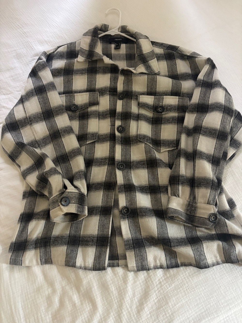 Forever 21 Black and White Plaid Button-Up Shacket